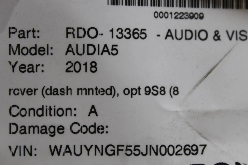 Equipo de audio receptor de radio montado en el tablero Opt 9S8 2018 AUDI A5 OEM #41625 Foto 4 de 4