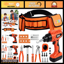 19Pcs Kids Tool Set with Construction Belt  Electronic Drill - Pretend Play Toy