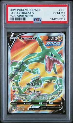 2021 POKEMON SWORD & SHIELD EVOLVING SKIES #193 FULL ART/RAYQUAZA V PSA 10