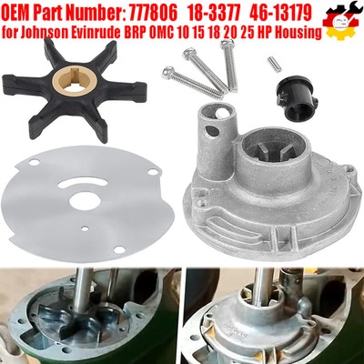 Water Pump Impeller Kit for Johnson Evinrude OMC 10 15 18 20 25HP 18-3377 382468