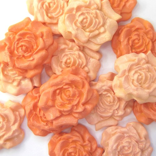 12 Orange Pale Mix Sugar Roses edible sugarpaste flowers wedding cake