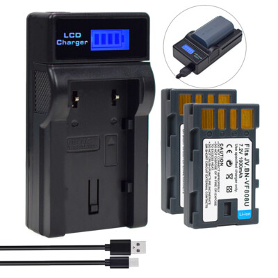 Li-ion Battery 2Pack +Charger For JVC GZ-X900 JY-HM85 GC-P100 BN