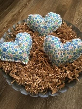 Set of 3 Shabby Spring Flower Rag Heart Bowl Fillers Cottage Core Tray Decor