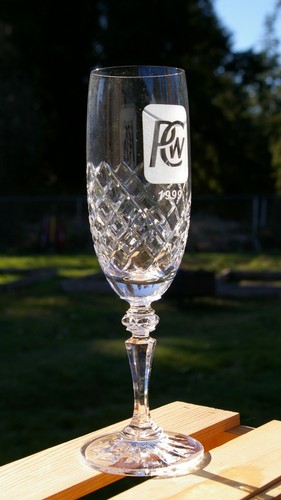 Galway Crystal Stemware Champagne Glass PCW 1999 Employee Award 8 3/8" Tall - Picture 2 of 8