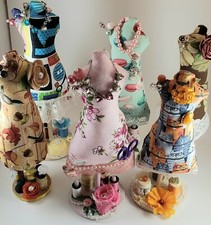Sale New Country Floral Dress Form Pincushion, Cat Mannequin Sewing Pincushion