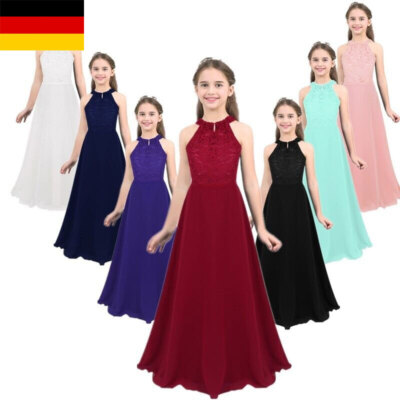 DE Mädchen Neckholder Prinzessin Kleid Kommunion Festzug Blumenmädchen Kleid