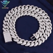 17mm Moissanite 925 silver cuban link chain 24 inches