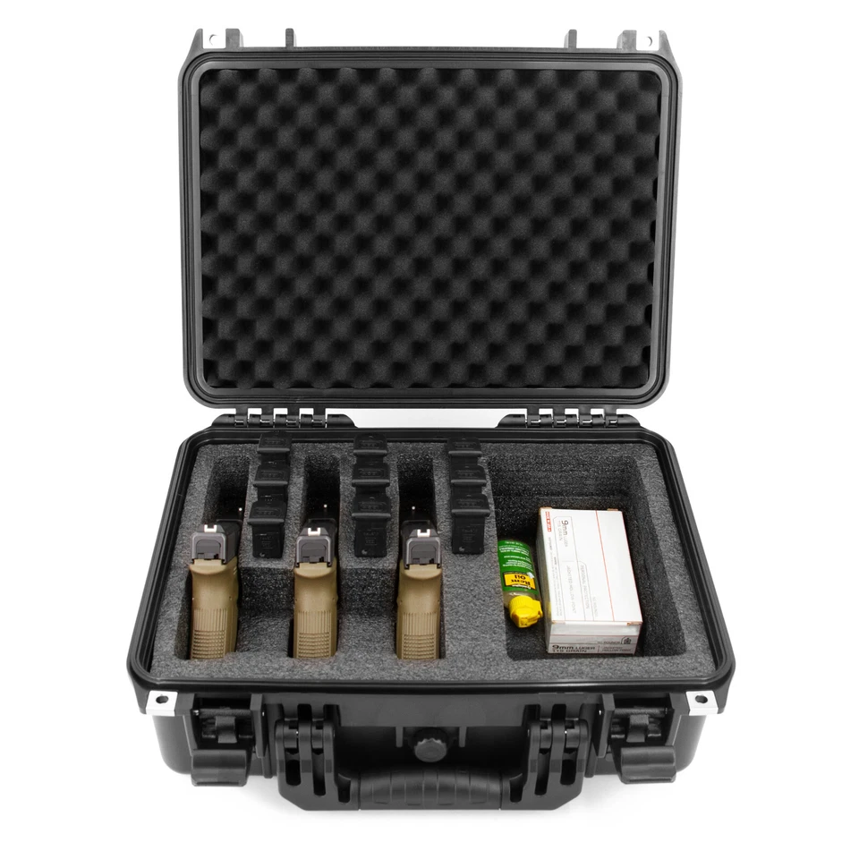 CASEMATIX Pistol Case Holds 3 Handguns and 9 Magazine Storage - Handgun Case - Image 3 of 4