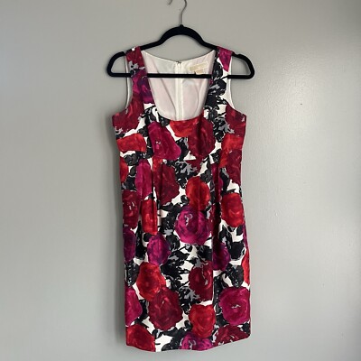 Michael Kors Silk Floral Mini Dress Pink Red Sheath Lined Sleeveless  Romantic 6 | eBay