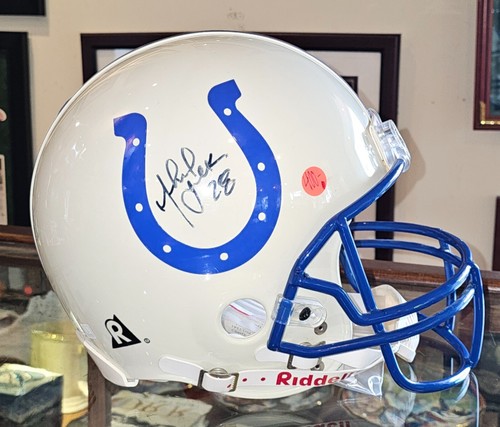 1995 Marshall Faulk Signed Full Size Colts Riddell Helmet w/ Ken Goldin ...