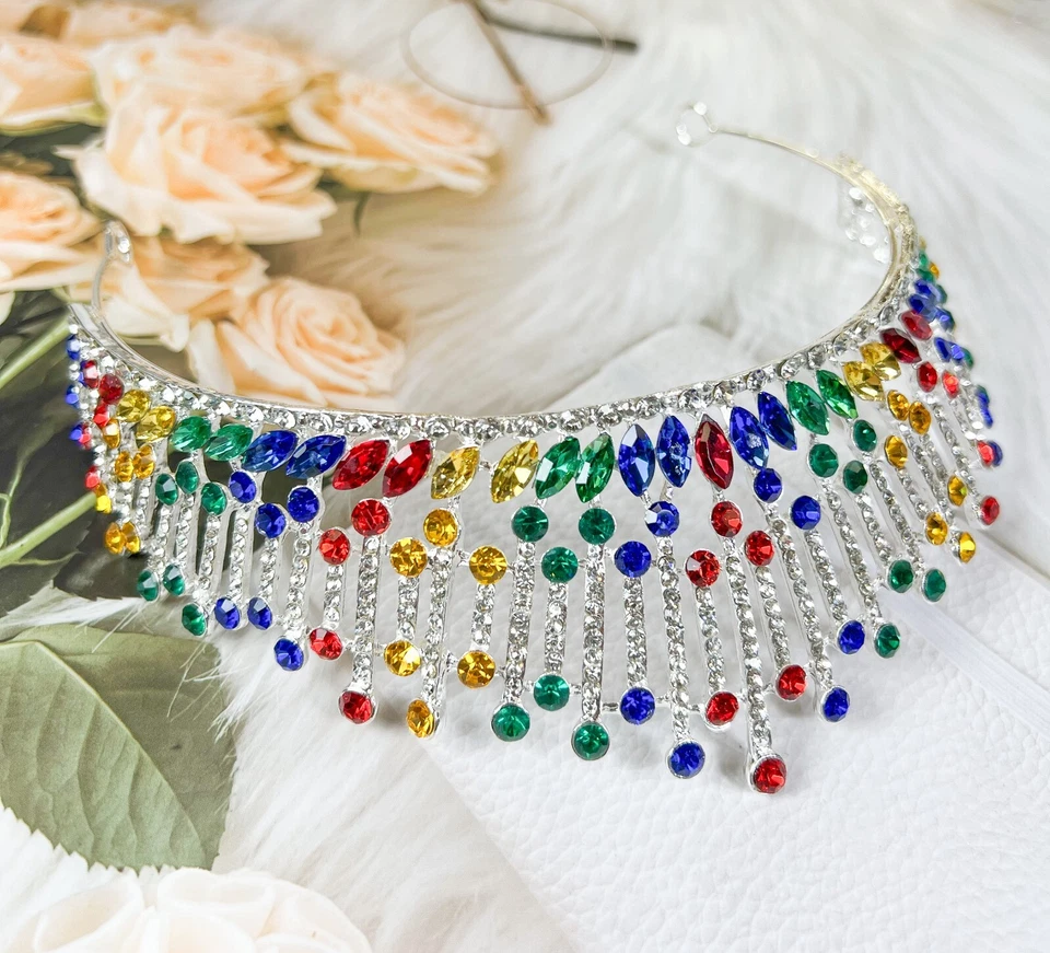 Tiara Arco Iris, Tocado LGBTQ, Corona Desfile del Orgullo, Tiara Reina Multicolor Foto 3 de 4