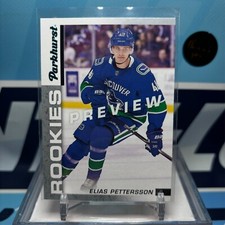 2018-19 UD Parkhurst #PR-7, ELIAS PETTERSSON SP RC??? Preview Rookie Card. rookie card picture