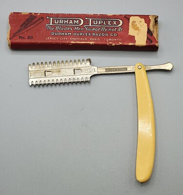 Vintage Razor 1950's Turham Tuplex Durham Co Straight Razor Original Box No 20