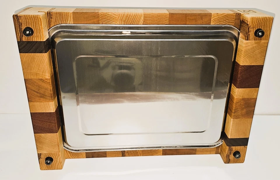 Bloque de carnicero Guttman Elite Chef End Grian con bandeja de acero inoxidable Foto 4 de 4