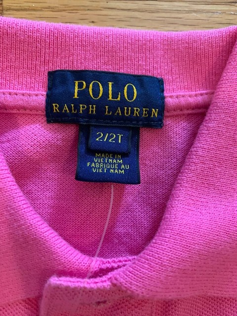 Plol Ralph Lauren Size 2T Pink Plol Shirt With Baby Blue Logo NEW | eBay