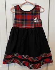 Vtg Disney Catalog Minnie Mouse Back School Apple Picking Dress plaid ric rac