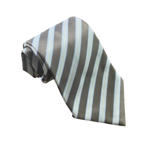 NEW Paul Smith Modern Silk Neck Tie Italy Made Striped Gray & White Men