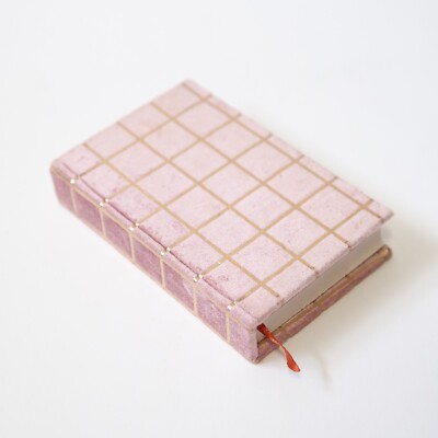 Blank Lined Hardcover ''Golden Gridlock'' Journal in Pink Velvet & Gold Foil 4x6''