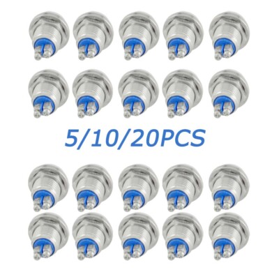 12mm Stainless Steel Boat Horn Momentary Push Button Starter Switch 5/10/20Pcs