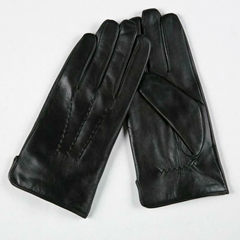 Genuine Leather Gloves Men Warm Driving Winter Goatskin Mittens
