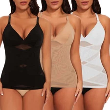 Women Tummy Control Shapewear Tanks Cami V Neck Slimming Body Shaper