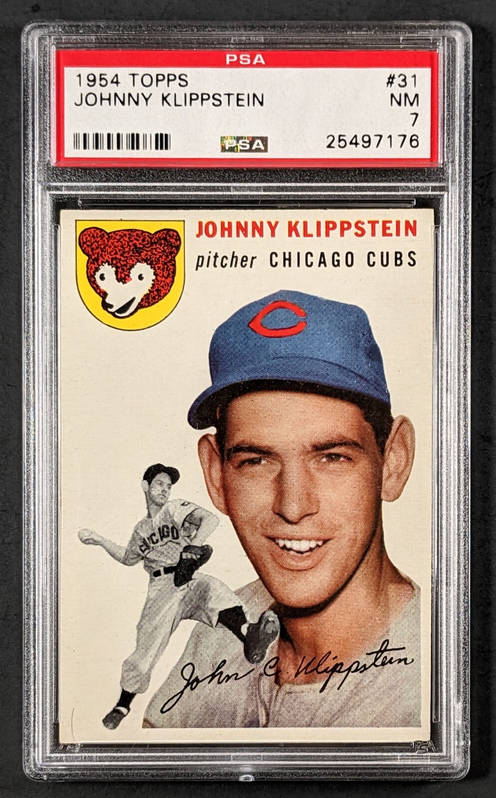 1954 Topps #31 Johnny Klippstein PSA NM 7 Chicago Cubs
