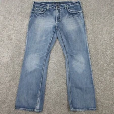Helix Jeans Mens 38x32 Blue Slim Boot Faded Whisker Grunge Y2K Skate Denim Pants