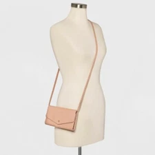 A New Day Womens Wallet on a String Blush Pink Nude Faux Leather Crossbody Bag 