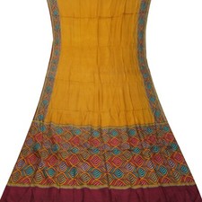 Vintage Orange Sarees 100 Pure Silk Printed Indian Sari 5YD Decor Craft Fabric