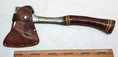 Estwing 13'' Camp Axe Hatchet Leather Stacked Handle W/  Leather Sheath USA