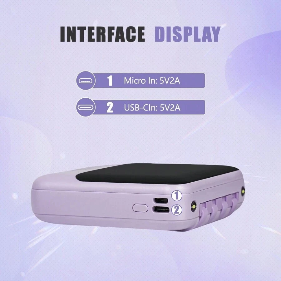 Power Bank 10000mAh Mini Portable – Fast Charging, Built-in Cables, LED Light