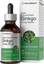 Ginkgo Biloba Extract Liquid 2oz, Herbal Supplement Non-GMO Gluten Free Horbaach
