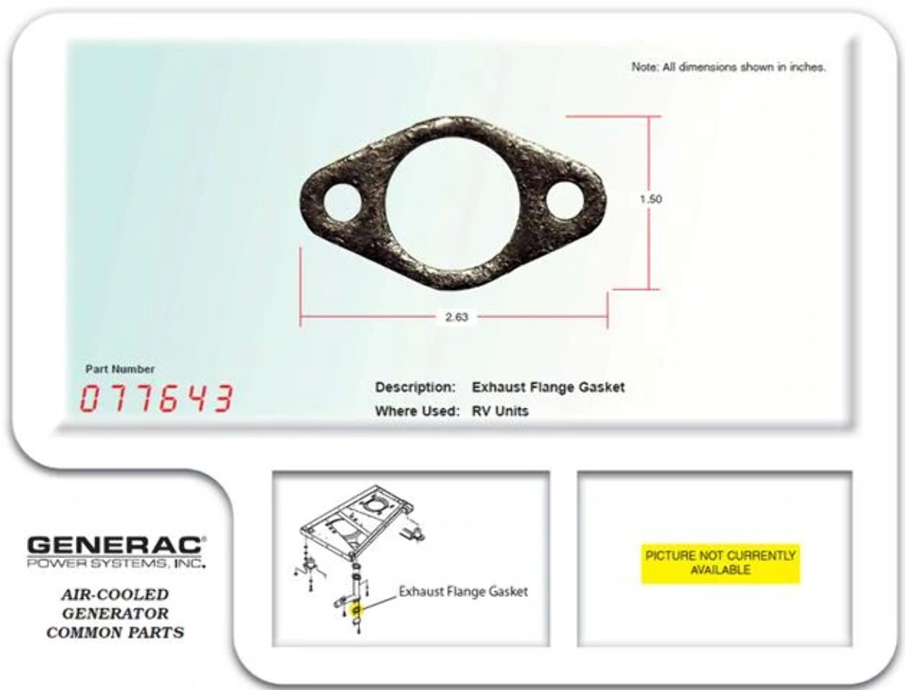 Generac Guardian Generator Exhaust Flange Gasket Part 077643 eBay
