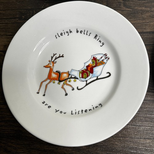 POTTERY BARN Holiday Cheer 8" Dessert Salad Plates Set of 4 EUC 3411 - Picture 3 of 8