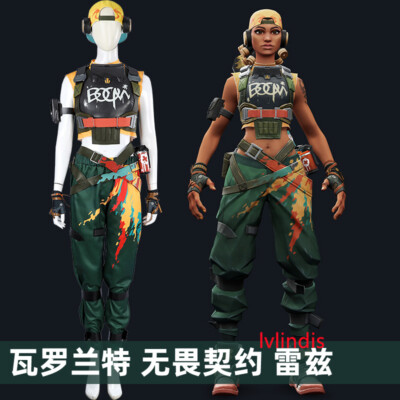 VALORANT Raze Costumes Women Vest Pants Hat Belt Outfit Suit Set Cosplay Prop 