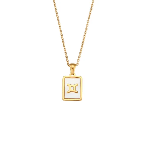 1pc Gold 304 Stainless Steel Twelve Constellations Shell Pendant Necklace - Picture 21 of 35