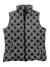Lands' End Goose Down Puffer Vest Women's Small Black White Full Zip Insulated