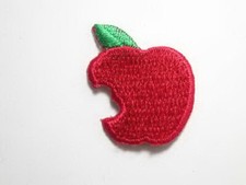 Two Apple w Bite Embroidered Iron On Patch