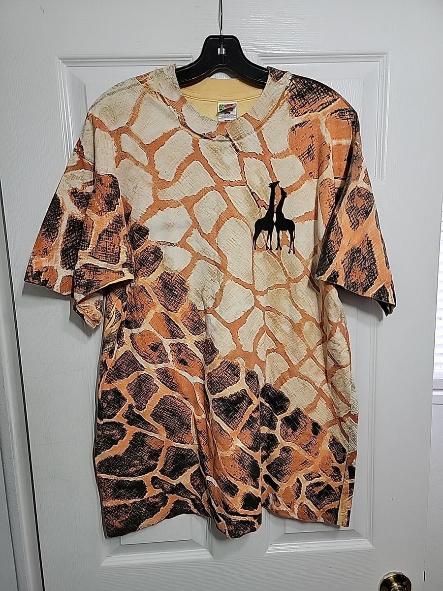 Vintage Fruit Of The Loom Giraffe All Over Print T-Shirt