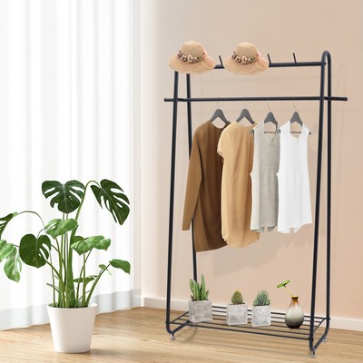100*36*172cm Modern Style Clothing Rack with Shelves, Freestanding Garment Rack