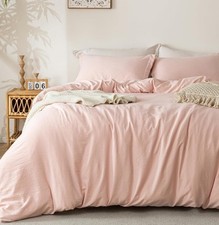 Super Soft Duvet Cover 3 Pc - 100 Washed Microfiber Light Pink Full Beautiful 