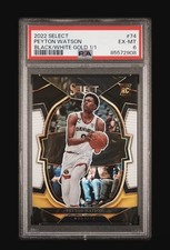 2022 PANINI SELECT #74 PEYTON WATSON BLACK/WHITE GOLD 1/1 ROOKIE RC PSA 6