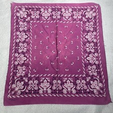 Vintage Colorfast Made in the USA Paisley Bandana Pink 20  X 20  rn 14194