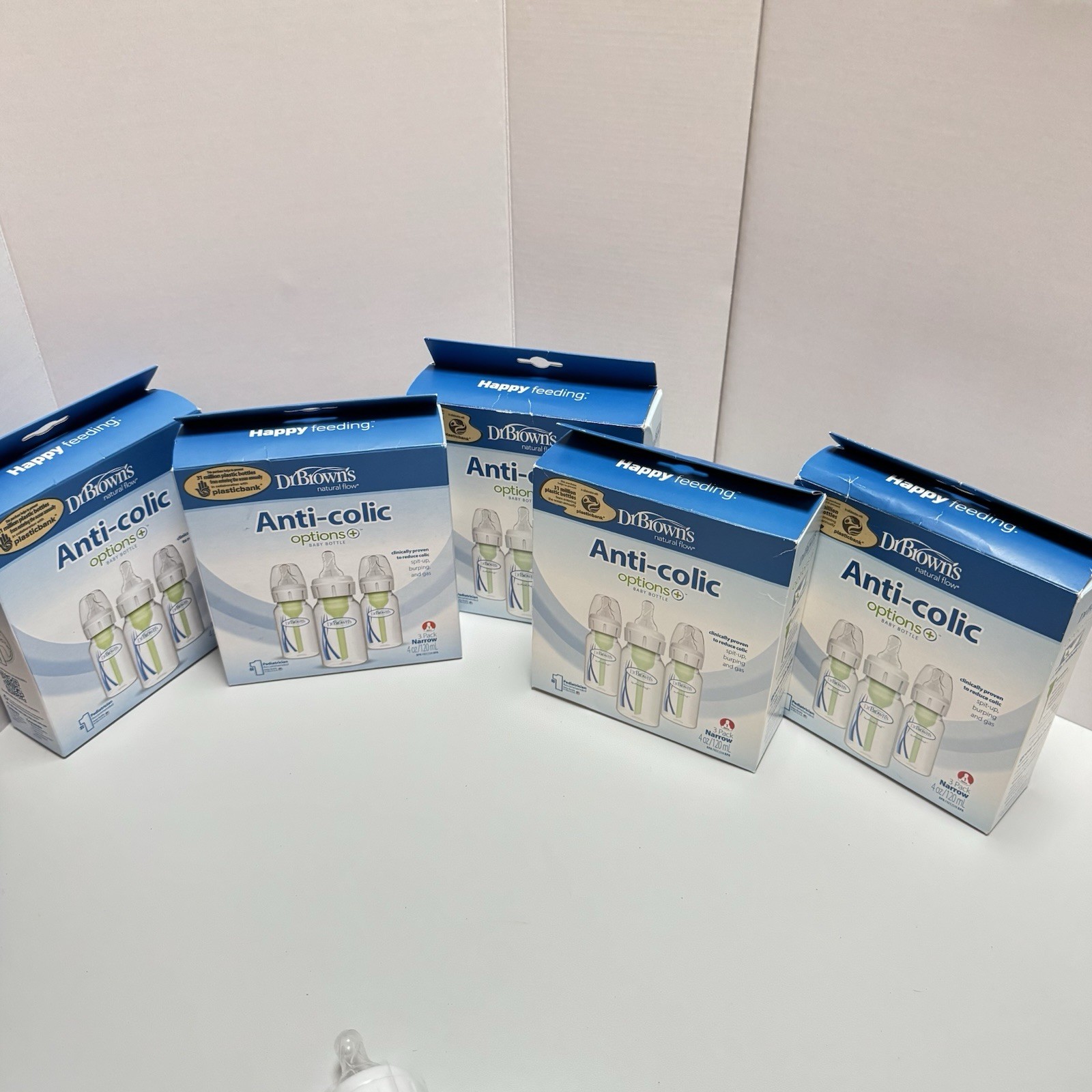 5X Dr. Brown's Options+ Narrow Baby Bottle Level 1 4oz 3 Pac