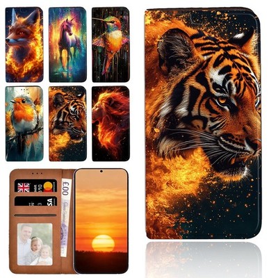 Flaming Spirit Design Leder Cover Case für Motorola Moto E, Moto G, Edge 40 /50