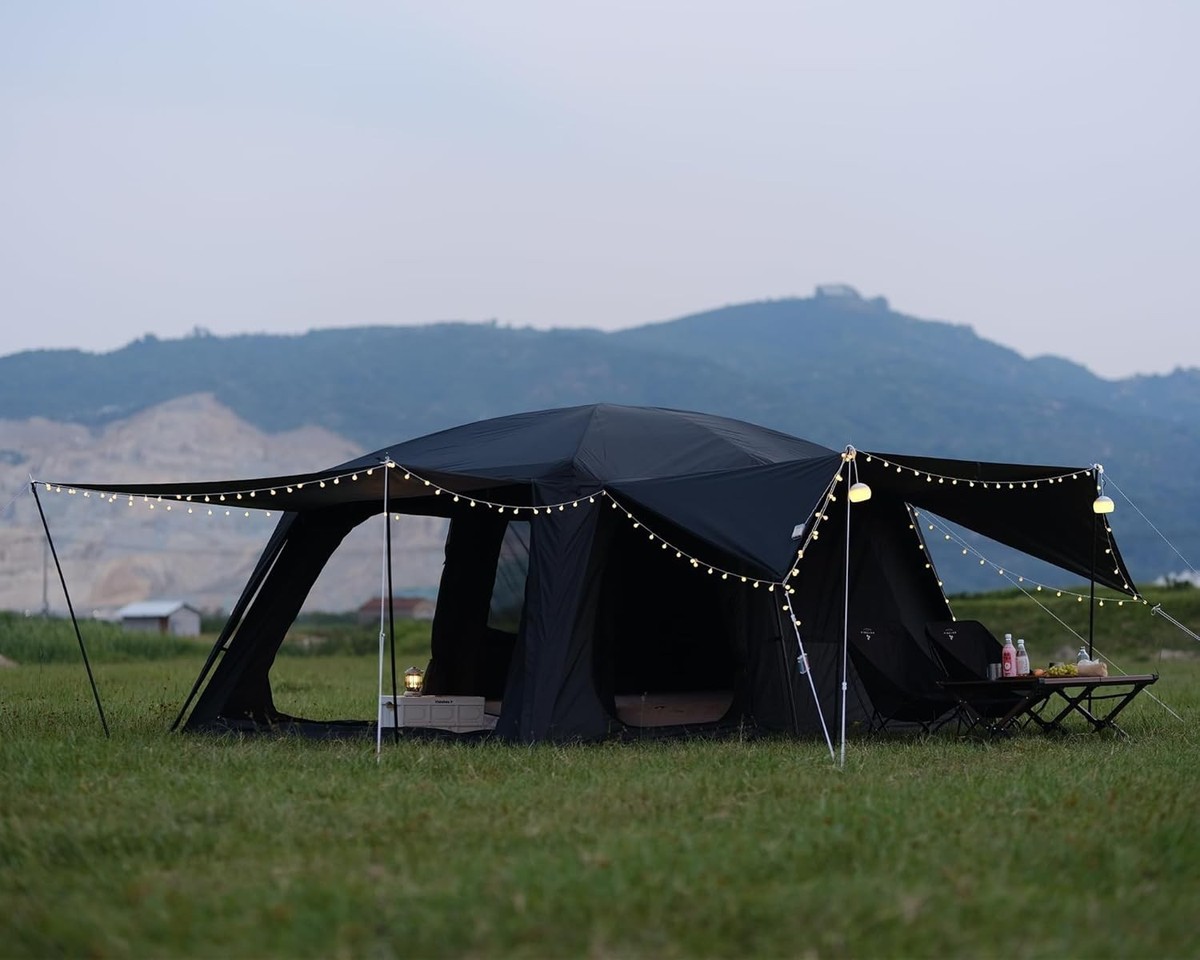 リテン　LIten Bonding Tent Coat Black Large Family Camping Tent Waterproof 8-10 Person With 3 Doors and