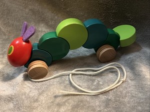 World of Eric Carle 10" Wooden Hungry Caterpillar Pull Along Toy Grasp/Twist