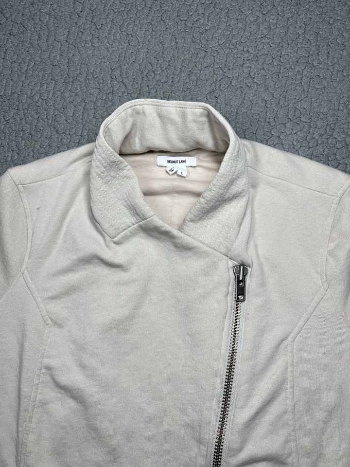 Chaqueta Helmut Lang Doble Cremallera Jersey Tejido Moto Beige Mujer Talla L Foto 2 de 4