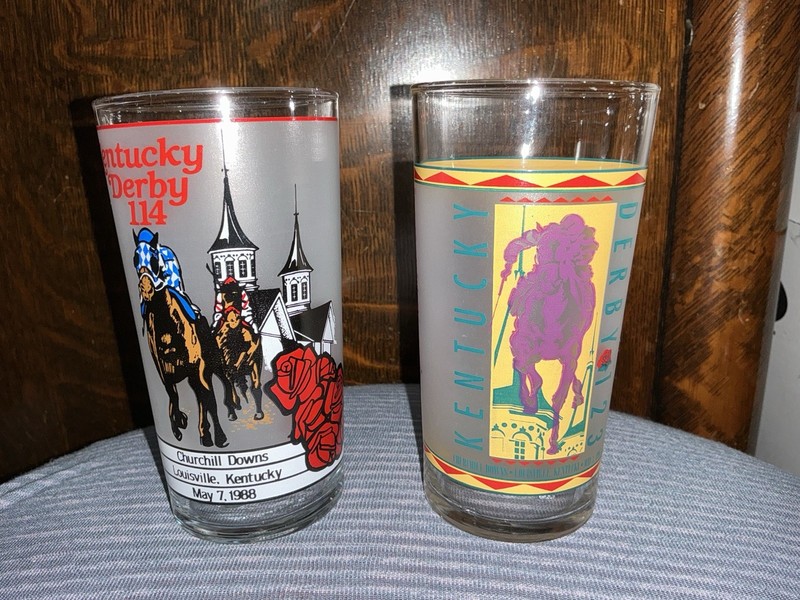 “88, “97 Kentucky Derby Glasses Bourbon Mint Juleps Collectible Souvenir (2)