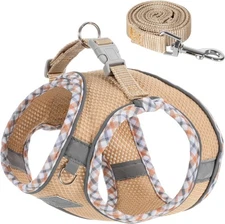 Dog Harness and Leash Set, No Pull Pet for Small Dogs Easy xs, khaki 